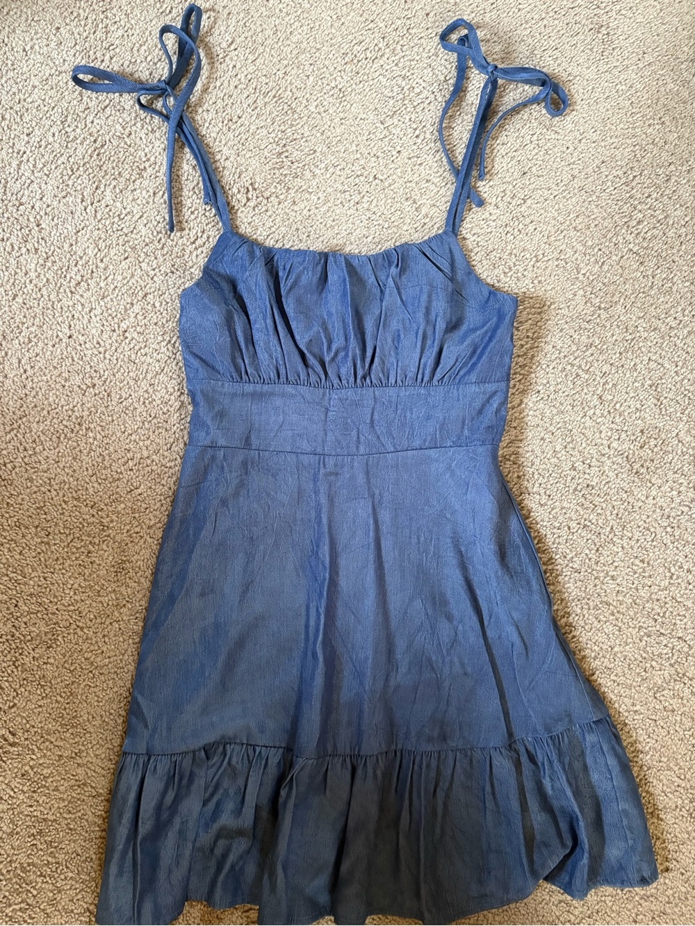 NEVER WORN Speechless Indigo Tie-Shoulder Sundress